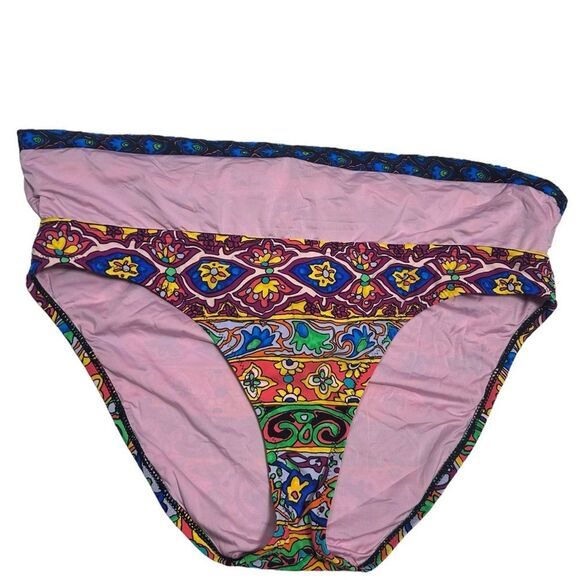 Nanette Lepore Strapless Bikini Boho Multicolor Paisley Print Halter Swimsuit - Picture 9 of 11